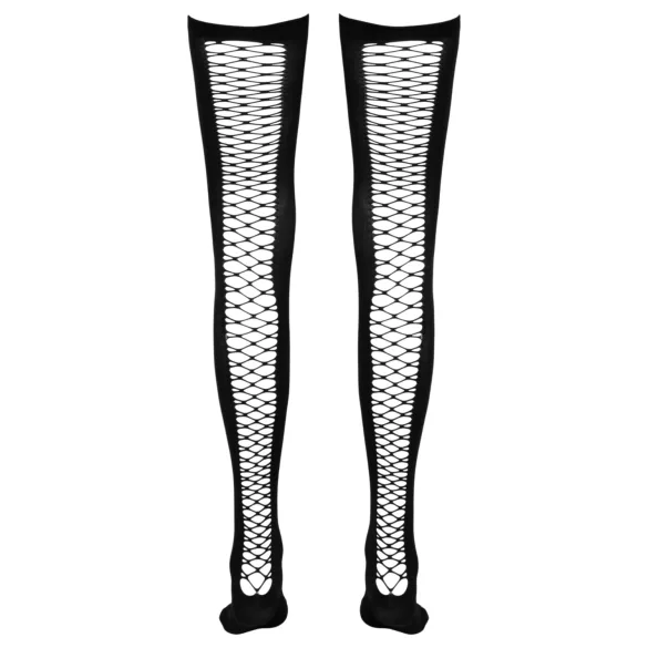 Cottelli - meia‑calça arrastão autossustentável acima da coxa (preta) - S/M