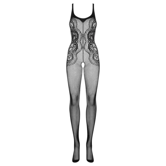 Obsessive G335 - bodystocking transparente com aberturas - preto - S-L