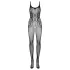 Obsessive G335 - bodystocking transparente com aberturas - preto - S-L