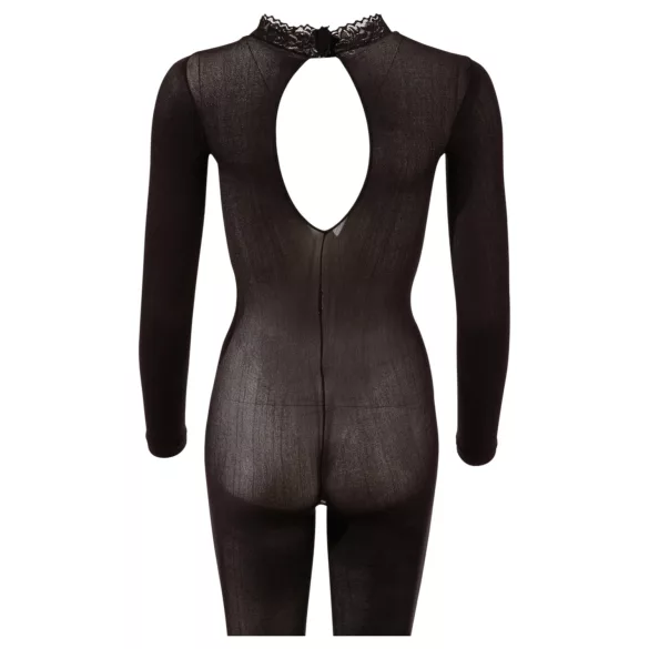 Cottelli - collant transparente com entrepernas abertas (preto) - S/M
