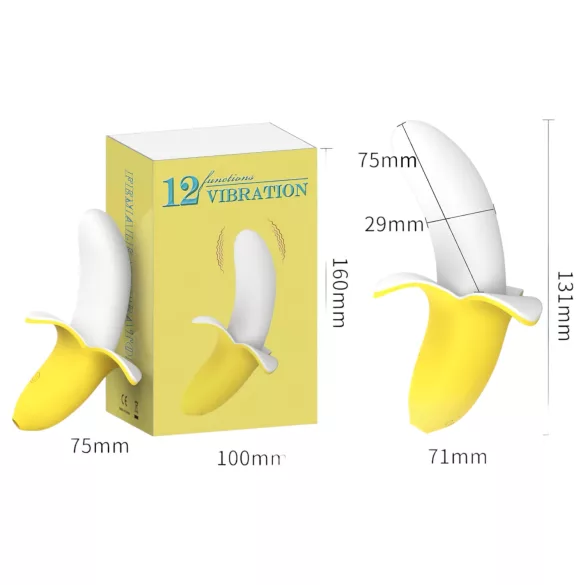 Lonely - vibrador banana recarregável à prova d'água - silicone amarelo branco