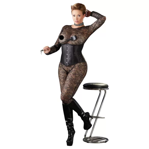 Cottelli Plus Size - espartilho de cetim - preto