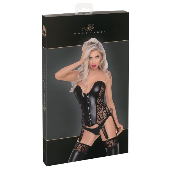 Noir - Top com Estampa de Leopardo e Cintas para Meias (Preto) - M