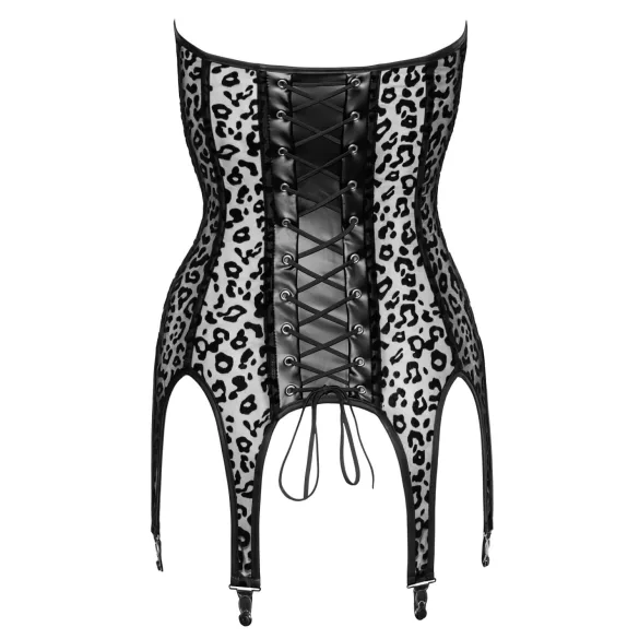Noir - lingerie com estampa de leopardo - cinta-liga - preto - L