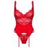 Obsessive Amor Cherris - conjunto de renda com cinta-liga (vermelho) - L/XL