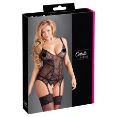 Cottelli - Top feminino com renda e fitas - preto - XXL