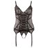 Cottelli - Top feminino rendado com fitas (preto) - XXL
