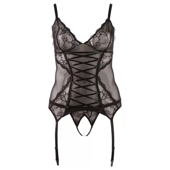 Cottelli - Top feminino com renda e fitas - preto - XXXXL
