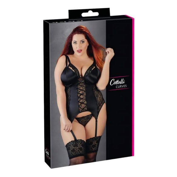 Cottelli Plus Size - Top preto ajustável com ligas - 2XL