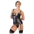 Cottelli Bondage - top brilhante push-up com algemas (preto) - XL
