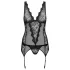 Obsessive - conjunto lingerie top bordado pequeno e tanga - preto