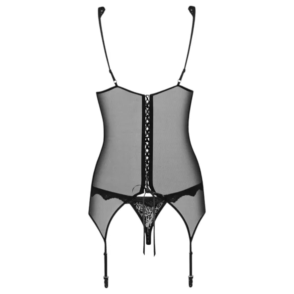 Obsessive - conjunto lingerie top bordado pequeno e tanga - preto