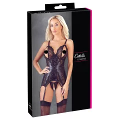 Cottelli - conjunto de lingerie aberto em renda - preto - M