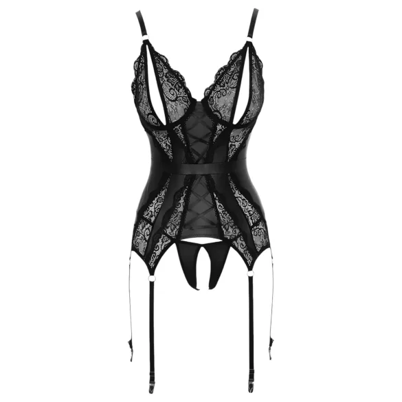 Cottelli - conjunto de lingerie aberto em renda - preto - XL