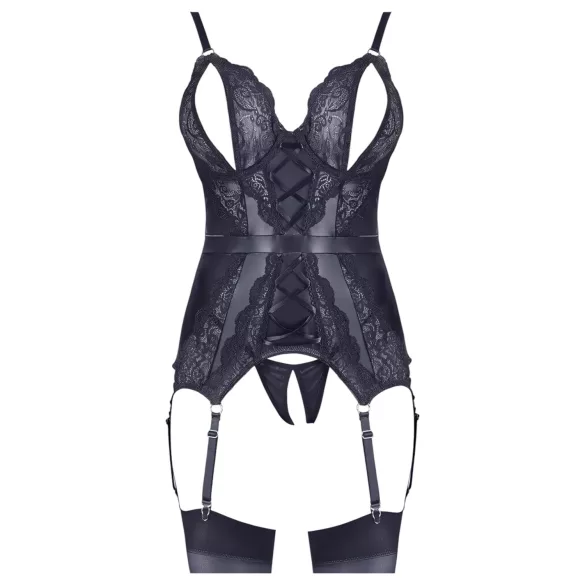 Cottelli - conjunto de lingerie aberto em renda - preto - XL