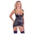 Abierta Fina - top brilhante com corrente e tanga (preto)