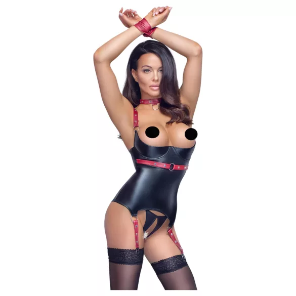 Cottelli Bondage - Top bondage com colarinho - brilhante preto - L