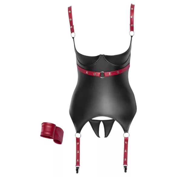 Cottelli Bondage - Top bondage com colarinho - brilhante preto - XL