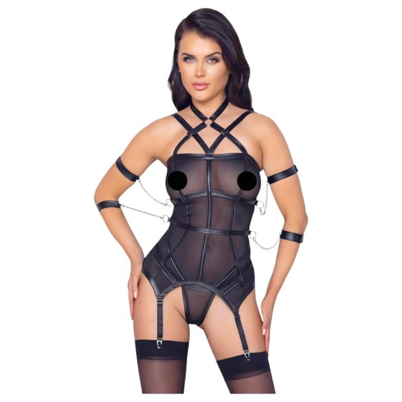 Cottelli Bondage - Top c/ alças, algemas e tanga (preto)