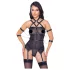 Cottelli Bondage - top com alças, algemas e tanga (preto) - L