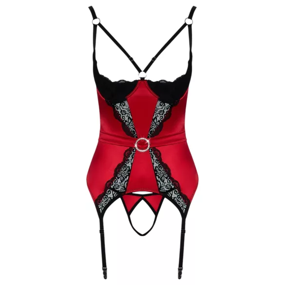 Cottelli - conjunto lingerie levantador seios renda - vermelho - M