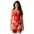 Obsessive Cupide Desir - conjunto lingerie transparente renda - vermelho