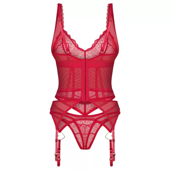 Obsessive Cupide Desir - conjunto lingerie transparente renda - vermelho