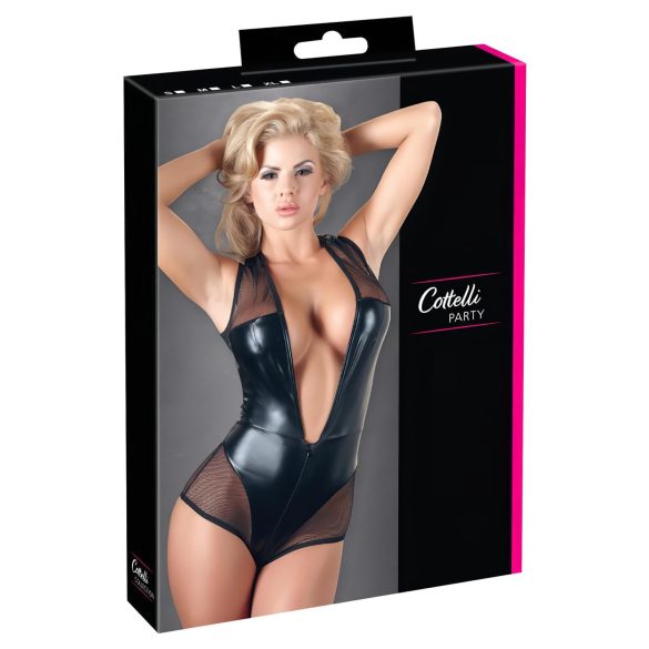 Cottelli - Body preto brilhante em rede