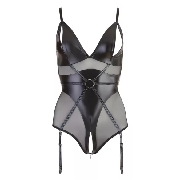 Cottelli Bondage - body brilhante com algemas - preto - M