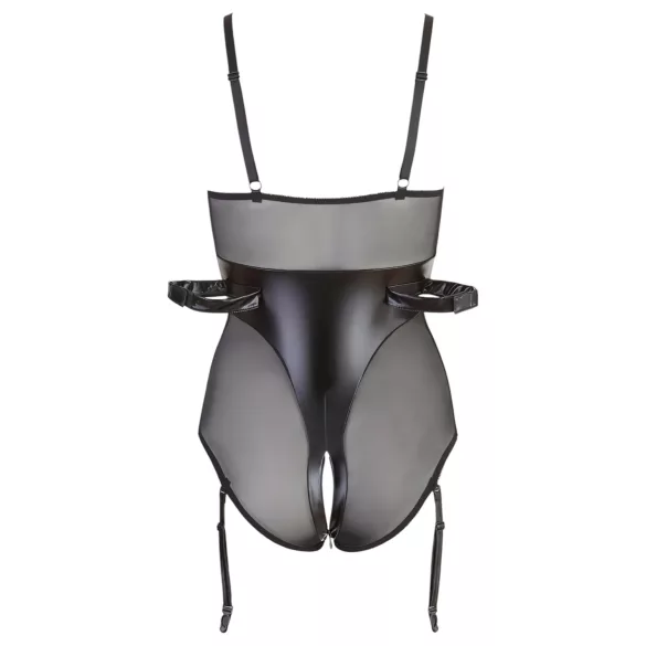 Cottelli Bondage - body brilhante com algemas - preto - M