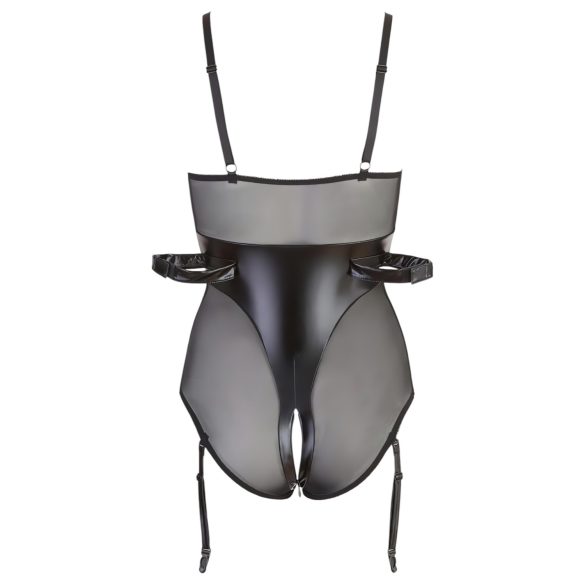 Cottelli Bondage - body brilhante com algemas (preto) - XL