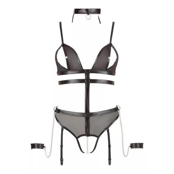 Cottelli Bondage - body aberto com tiras e correntes - preto