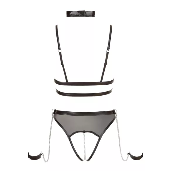 Cottelli Bondage - body aberto com tiras e correntes - preto - L