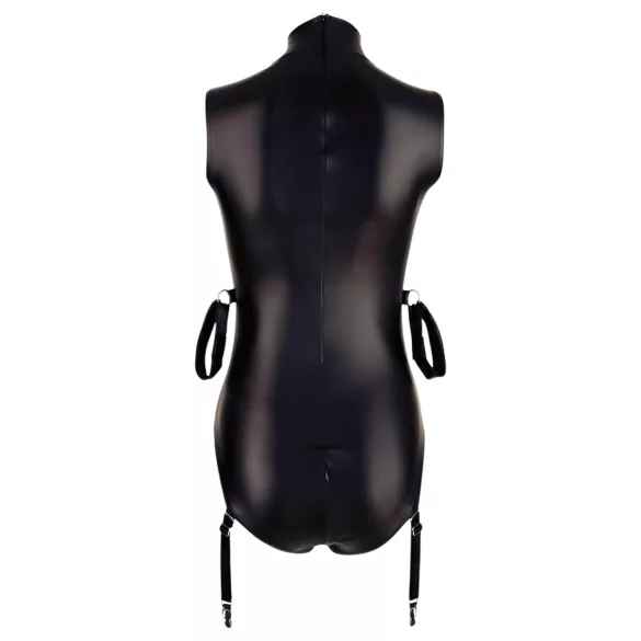 Cottelli Bondage - body sem mangas brilhante e algema para braço - preto - M