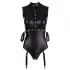 Cottelli Bondage - body sem mangas brilhante e algema para braço - preto - XL