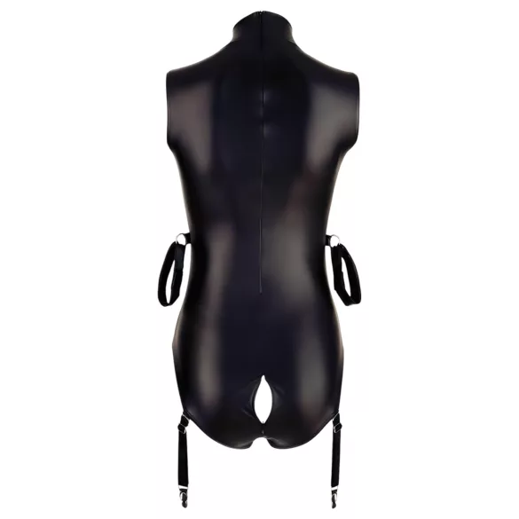 Cottelli Bondage - body sem mangas brilhante e algema para braço - preto - XL