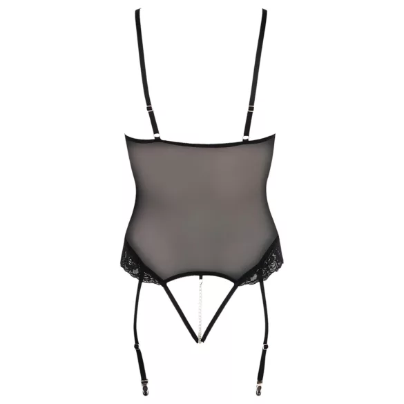 Cottelli Bondage - body com anéis de metal e algemas de pulso - preto