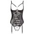 Abierta Fina - Body aberto de renda cintilante (preto) - 85C/L