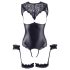 Cottelli Bondage - body aberto e algemas brilhantes (preto)