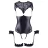 Cottelli Bondage - body aberto brilhante com algemas de braço - preto