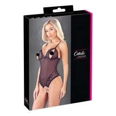 Cottelli - Body aberto rendado com pérolas (preto)