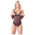 Cottelli - Body aberto com renda e pérolas (preto) - L
