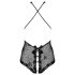 Obsessive Fiorenta - body rendado aberto com pérolas (preto) - L/XL