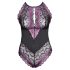 Cottelli Plus Size - Body Floral (preto-lilás) - 3XL
