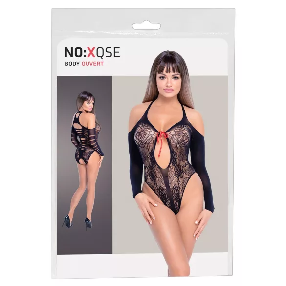 NO:XQSE - body com laço - manga longa - preto (S-L)