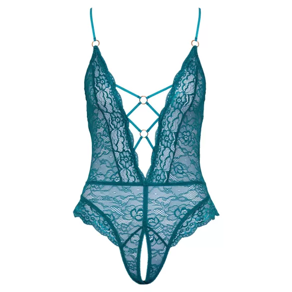 Cottelli - body aberto rendado com cordões (verde) - M