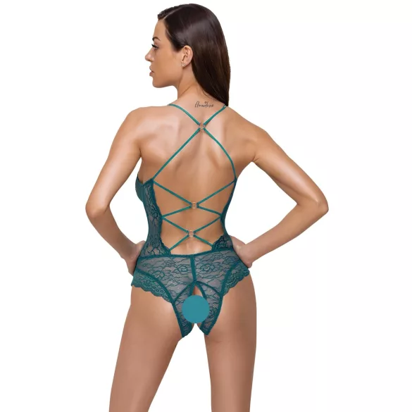 Cottelli - body aberto rendado com cordões (verde) - L