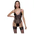 Cottelli - body aberto rendado com ligas - preto