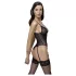 Cottelli - body aberto rendado com ligas - preto