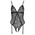 Cottelli - body aberto rendado com ligas - preto